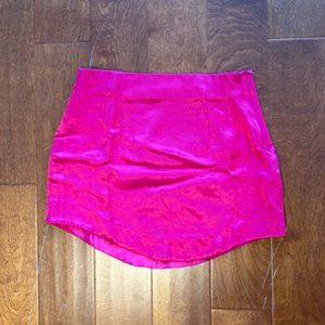 Hot Pink Satin Mini Skirt